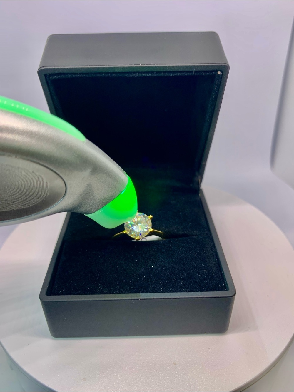 Gold Solitaire Moissanite Ring 925 Yellow Gold Finish 3 Ct Brilliant Round GRA - Picture 4 of 10